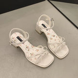 Water Drill Thick Heel Sandals Women 2025 Summer New Heel With Skirts Plus-Size High-Heeled Fashion