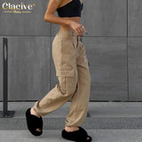 Fashion Loose Green Cargo Pants Women Autumn Casual High Wasit Straight Trousers Streetwear Pantalones Female
