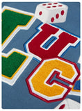 Lucky Embroidery Varsity Jacket-Outfit