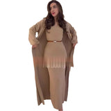 2025 New Fashion Solid Color Long Knitwear Dress Elegant Suit
