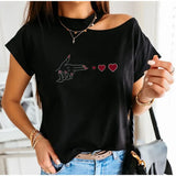 Shoulder O-neck Short Sleeve Women's Tshirt Loose Solid Ovesize Ladies Tshirts 2021 Fashion Casual Women Summer Clothes
