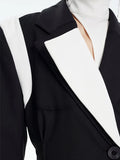 Fashion Women's Blazer Notched Collar Slim Waist Long Sleeve Contrast Color Spliced Suit Jackets Autumn 2023 New