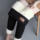 Warm Leggings Women Velvet Hight Waist Solid Color Streetwear Long Pants Stretchy Casual Comfortable Thicken