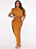 Elegant Sleeveless Ruched Split Irregular Party Dress 703-0-Outfit