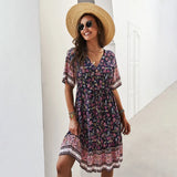 Mini Dresses for Women Party 2021 Summer V-Neck Ruffles Sexy Dress Ladies Short Sleeve Casual Holiday Boho Dress