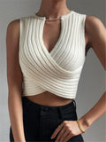 And Winter Repair Chain Decoration Design Cross-Knit Sweater Bottom