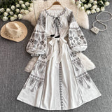 Dress Lady Autumn And Winter Cladding Heavy Embroidered Puff Cuff Cuffs Mid-Long Festive