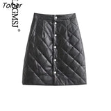 2023 Elegant Winter Women High Waist Warm Padded Wrap Skirt Ladies Sexy Buttons Slim Fit Mini Sheepskin Leather