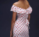 Red Polka Dot Off Shoulder Maxi Dress-Outfit