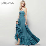 2021 Beach Dress Sexy Strapless Dresses Boho Holiday Summer Long Backless Cotton Ruffles Women Party Dress
