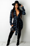 Plaid Button Up Front Tied Casual Blouse